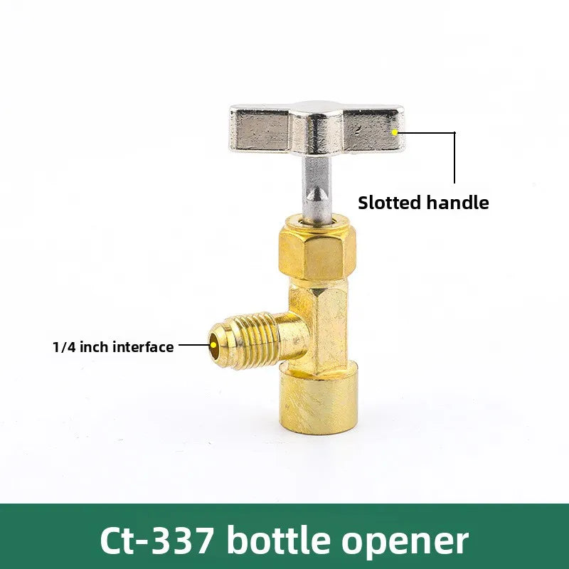 Refrigerant Bottle Opener Air Conditioner Refrigerant Can Tap Valve Bottle Opener Tool Brass Dispensing Valve R410 D4L5