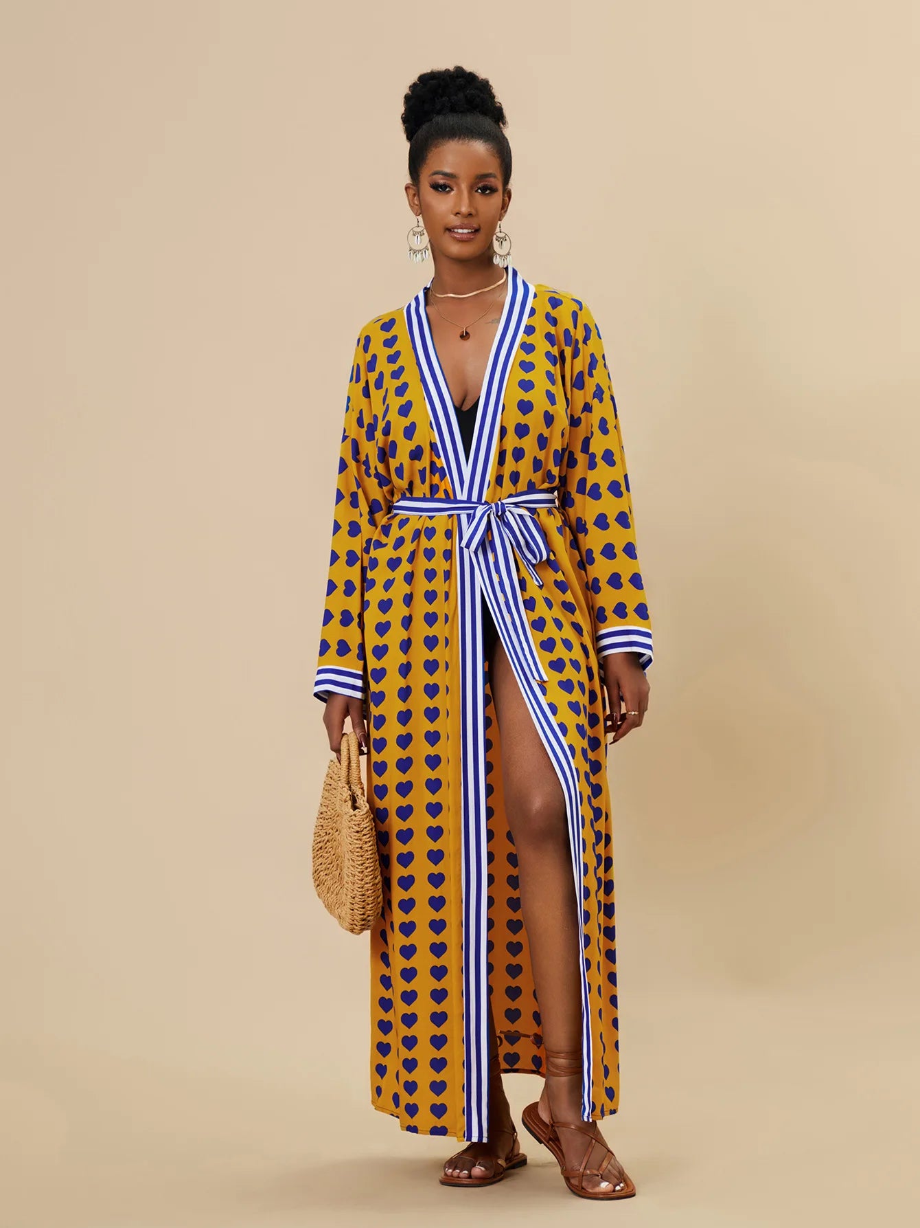 Zebra Beach Cover Ups for Women Long Sleeve Kimono Dress Self Belted Rayon Elegant Pareo 2023 Bathing Suits Holiday Beachwear