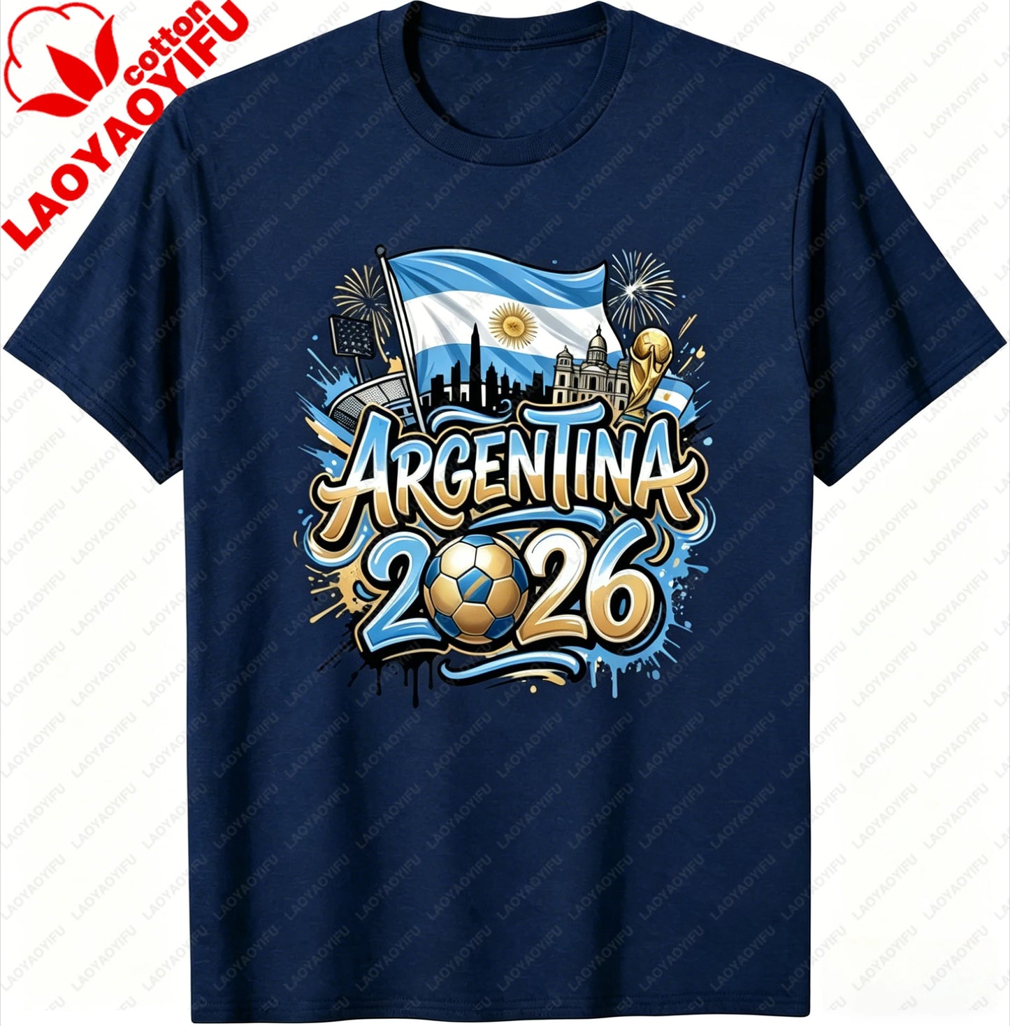 Unisex Argentina 2026 Soccer Tee Vintage Style Graphic Football Fan Supporter Casual Streetwear Top