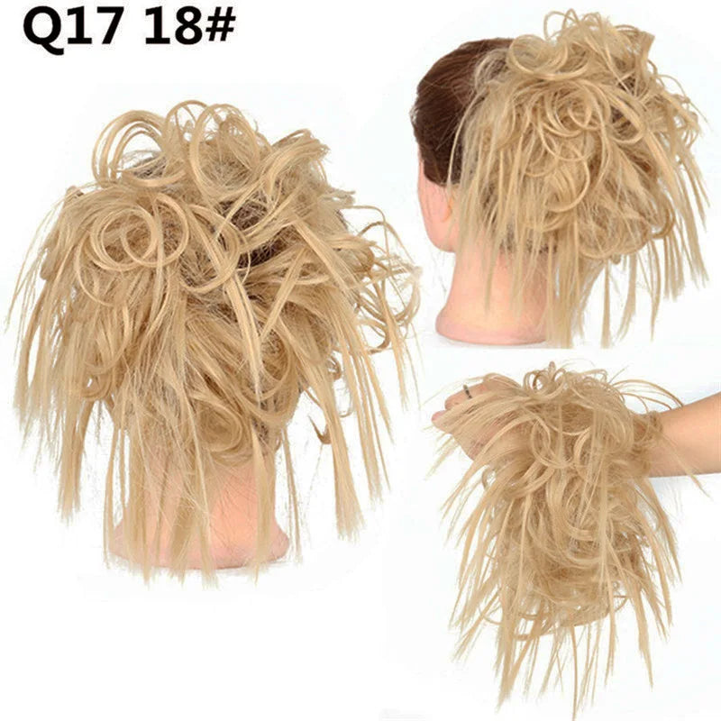 Synthetic Hair Bun Extensions Messy Curly Elastic Hair Scrunchies Hairpieces Synthetic Chignon Donut Updo Hair Pieces for Women