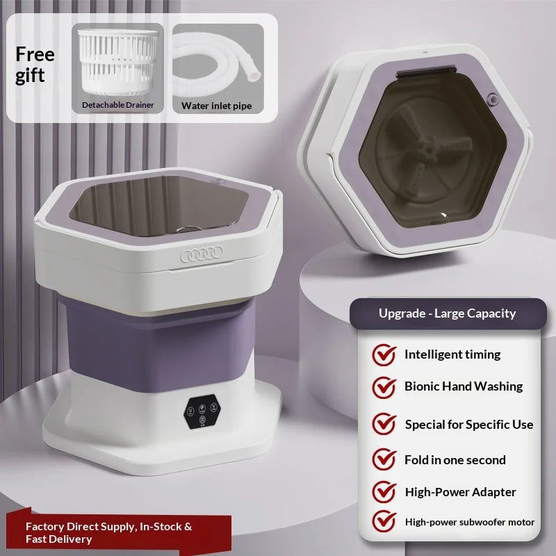 New Mini Folding Washing Machine Household Small-sized Washing Machine Socks Underwear Pants Also Capable Dehydrating White