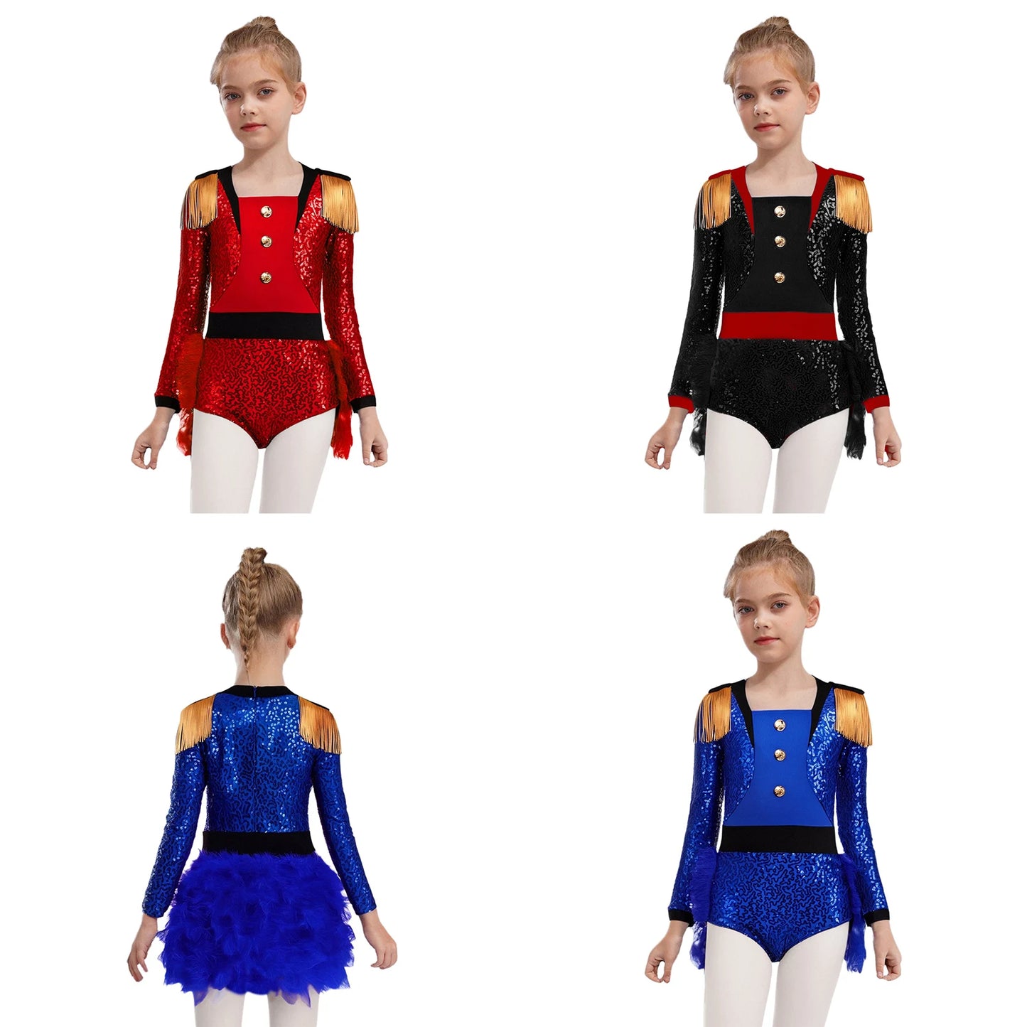 Halloween Costume Romper Circus Ringmaster Cosplay Carnival Party Shiny Sequins Leotard Dress Drum Majorette Magician Dress Up