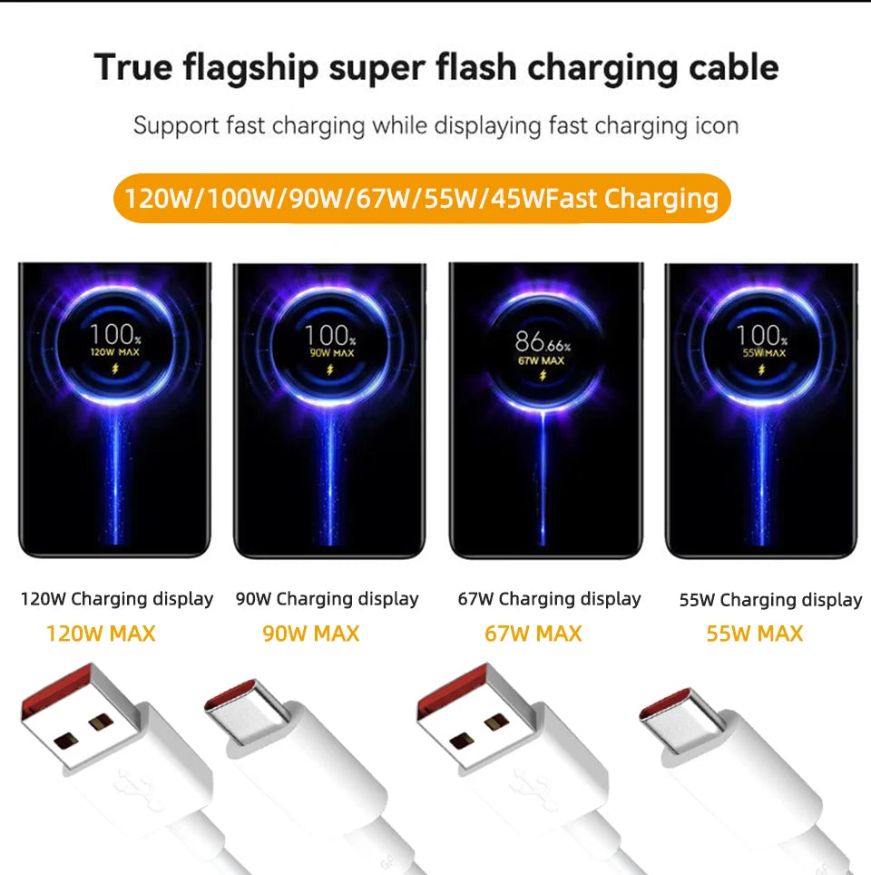 Original 120W Usb C Cable XIAOMI 100W 90W Hyper Fast Charging Cables Xiaomi 17 Pro Max 15 Ultra 14 T 13 Poco X8 F8 Redmi Turbo 5