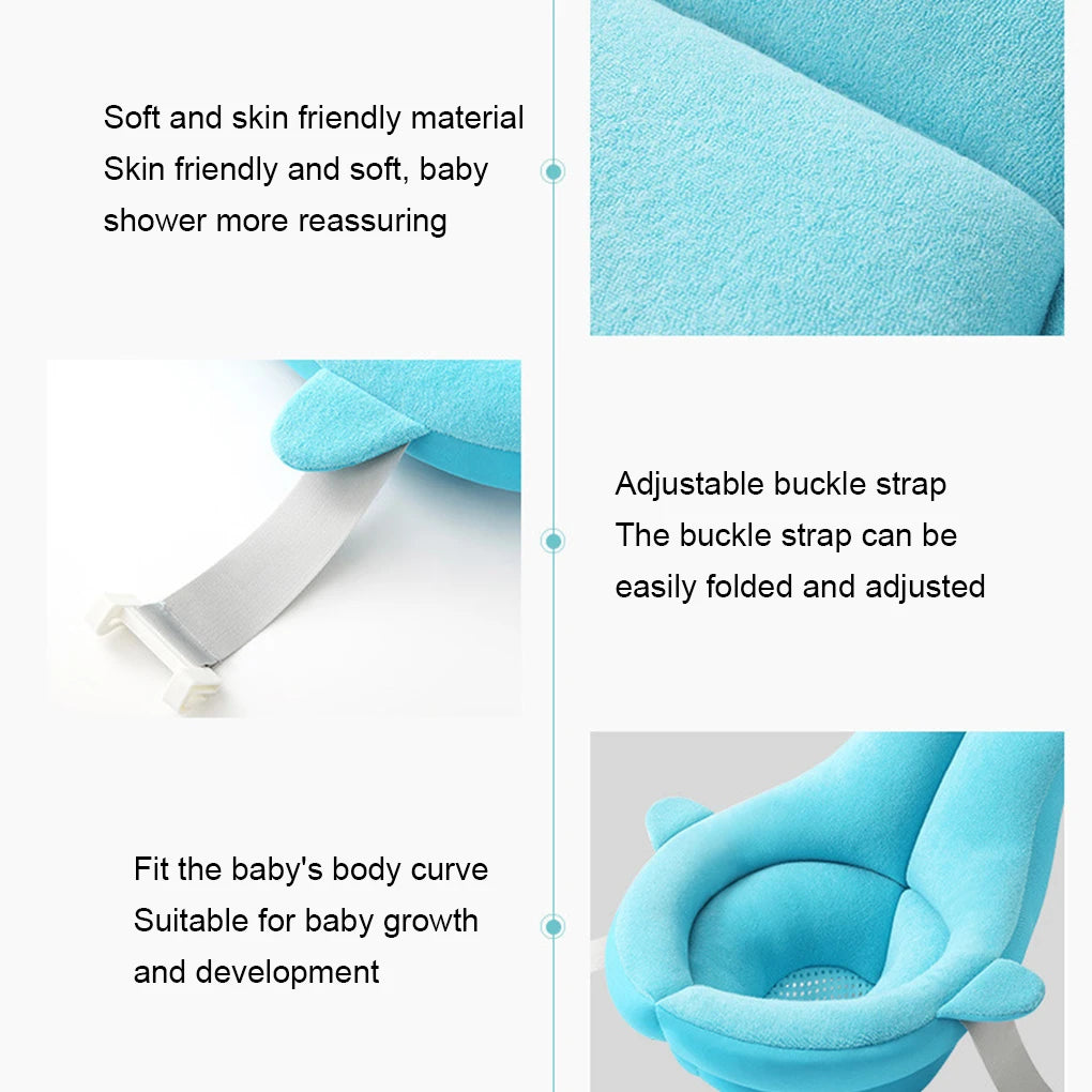 Baby Shower Mat Newborn Bathtub Foldable Shark Shape Baby Shower Net Pocket Portable Bathing Floating BathTub Soft Seat Play Mat