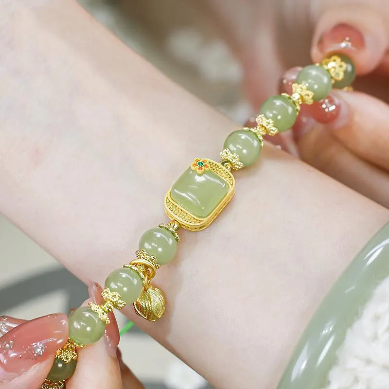 Elegant Temperament Jewelry Natural Hetian Jade Bracelet High Sense For Female Party Wedding Jewelry Gift