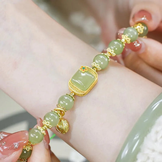 Elegant Temperament Jewelry Natural Hetian Jade Bracelet High Sense For Female Party Wedding Jewelry Gift