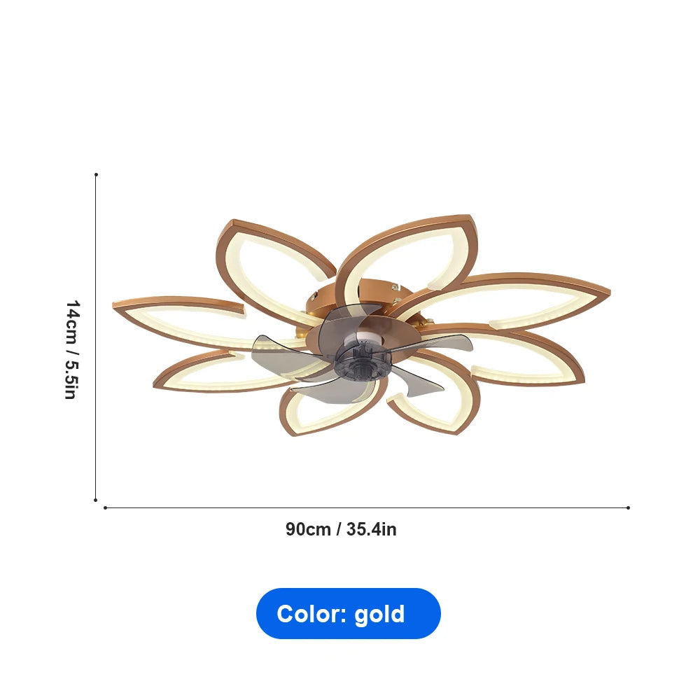 Modern Dining Table LED Lamp Ceiling Fan Light Invisible Blade Restaurant Bedroom Fan Lamp Remote Ventilator Home Lighting
