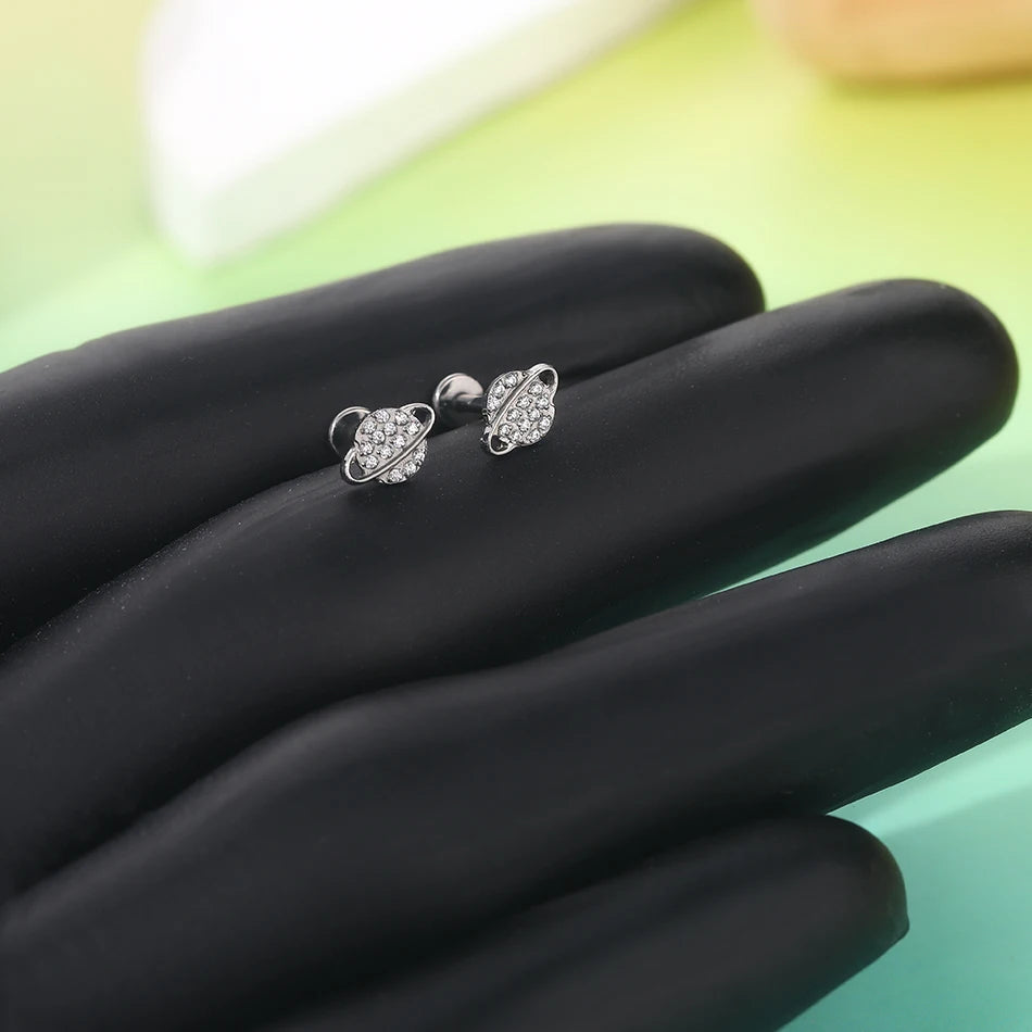 1/5PCS Titanium 16G Tragus Daith Helix Lobe Ear Piercing for Women Leaf Star Zircon Cartilage Stud Earring Piercing Jewelry Gift