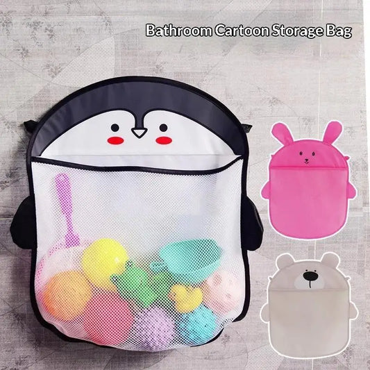Baby Bathtub Toys Storage Bag Strong Suction Cups Quick Drain Waterproof Mesh Organizer for Kids Bathroom Play Time