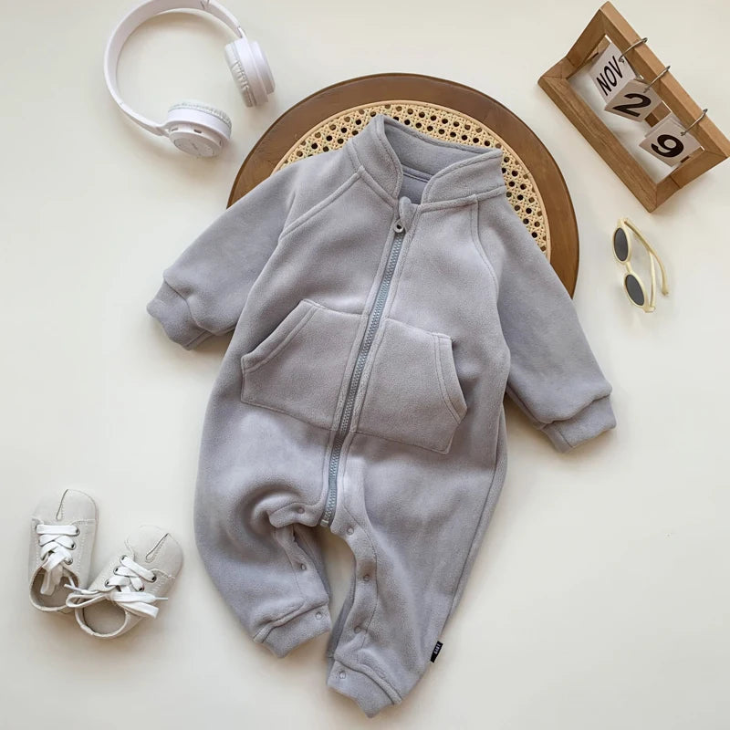 Baby Boy Clothes Girl Rompers Newborn Infant Baby Clothing Soft Warm Fleece Jumpsuit Playsuit Autumn Toddler Outwear