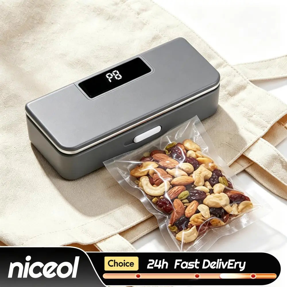 Fridge Magnet Sealer 8-Level Adjustable Mini Bags Sealer and Cutter 1800mAh Handheld Bags Resealer Machine for Fridge & Kitchen