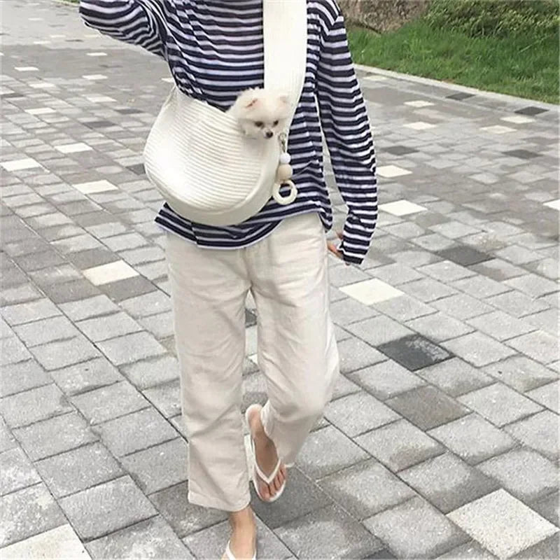 Portable Outdoor Travel Puppy Cat Carrier Crossbody Shoulder/Sling Bag Lightweight Pet Carrying Bag Practical Pet Travel Supplie