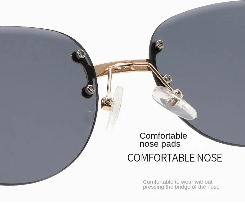 Rimless Sunglasses Irregular Fashion Popular Women Men Shades Small Square Sun Glasses for Female Male Summer Traveling Oculos