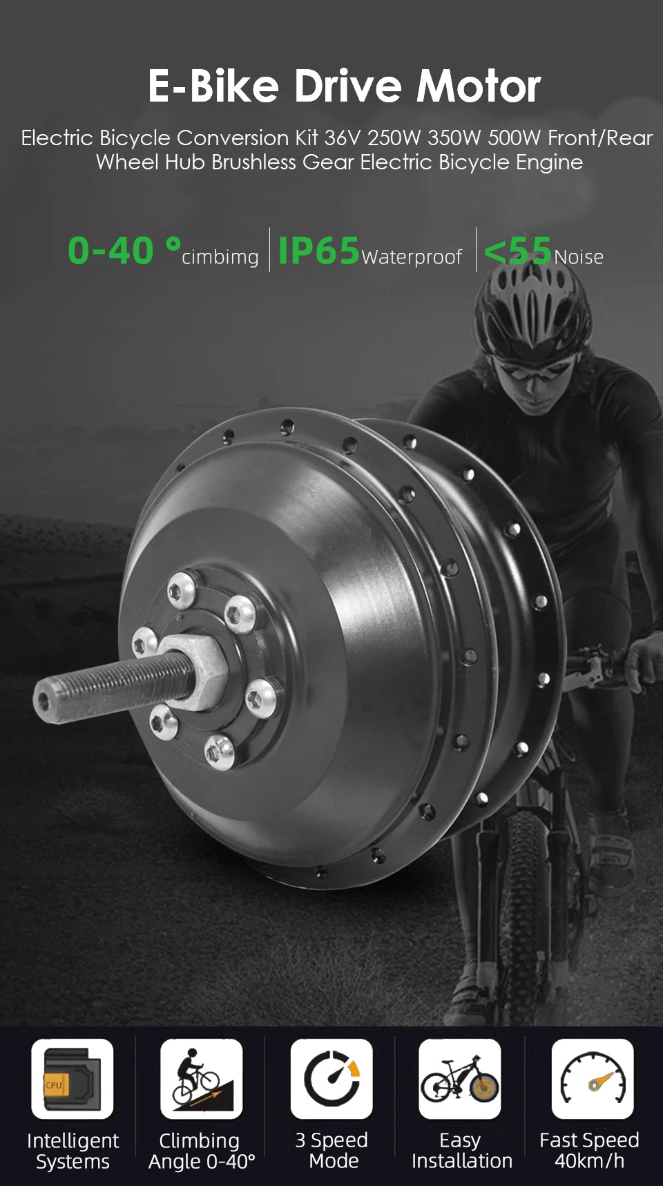 250W 350W 500W High Spedd Ebike Hub Motor & Assembled Wheel 20-29Inch 700C Tyre Electric Bicycle  Rotary Cassette Ebike Kit
