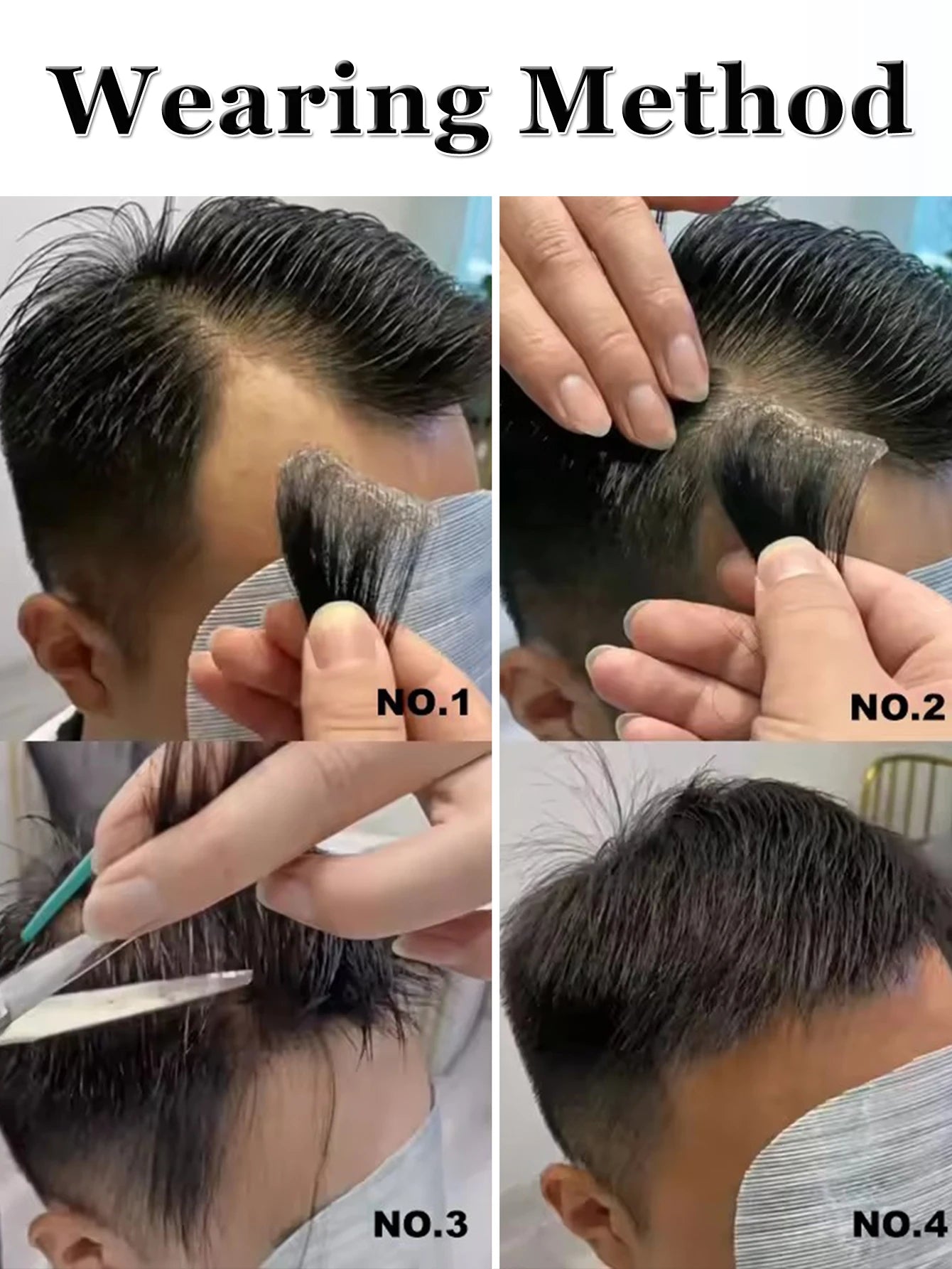 Forehead Patch 100% Human Hair Hairpiece Sideburns Toupee Invisible Seamless Ultra Thin Skin PU Men's Hairline Sideburn Patch
