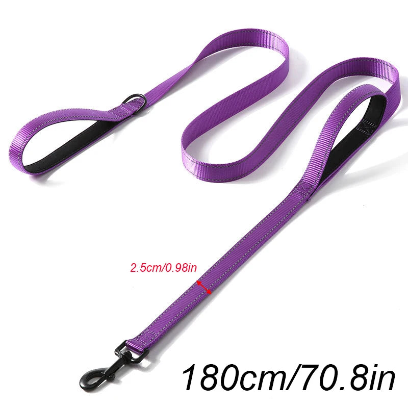 Dog Leashes Outdoor Travel Dog Training Chain Heavy Duty Double Handle Lead for Control Safety Nylon Dog Leash Training Control