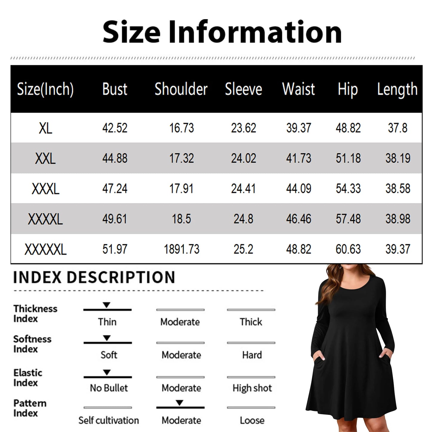 Plus Size Dress for Women Solid-Colour Casual Dress Spring/Autumn Pocket Round Neck Long-Sleeved Dresses vestidos femenino