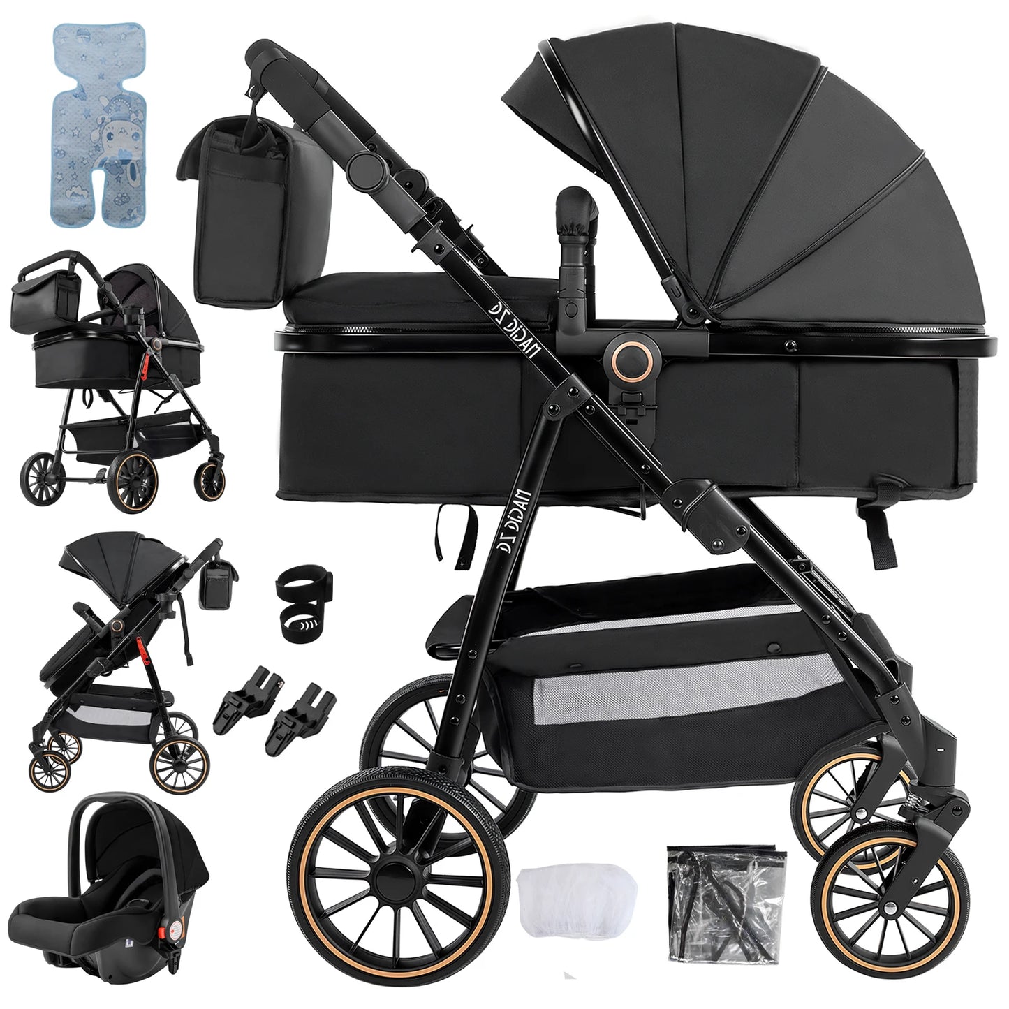 3-in-1 Baby Stroller Convertible Car Seat Carrier Newborn