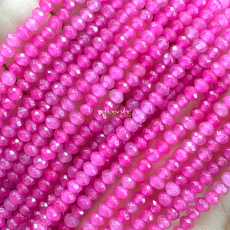 3x4mm Rondelle Faceted Natural Stone Chalcedony Tourmaline Color Loose Spacer Beads for Jewelry Making Diy Bracelet Accessories