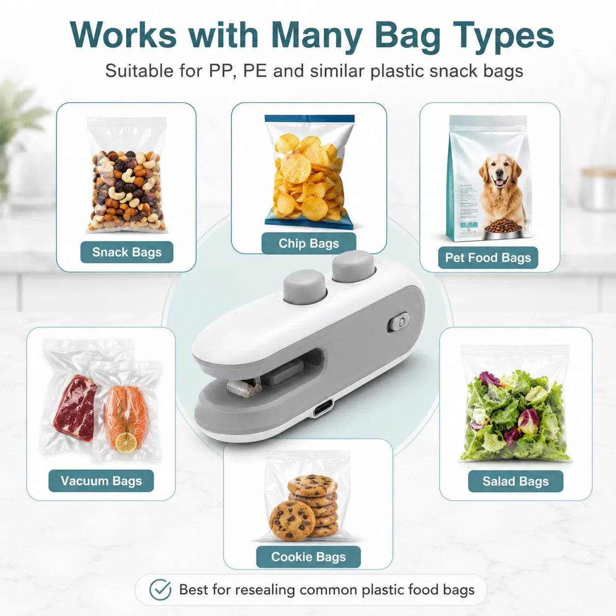 1PC Portable Mini Heat Sealer Food Bag Sealing Machine Handheld Plastic Snack Bag Resealer Cutter Fit Kitchen Storage Travel Kit