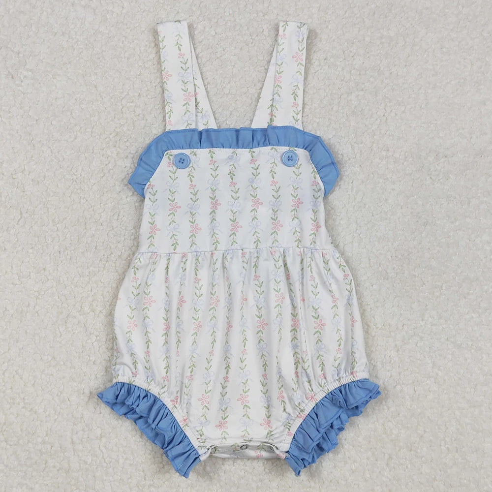 New Fashion Baby Girls Rompers Pink Checkered Flowers Short Sleeve Rompers Boutique Toddler Girls Bubbles Summer Baby Onesie Hot