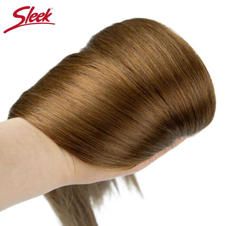 Sleek Peruvian Straight Human Hair Double Drawn Natural Human Hair Weave Bundles Natural Brown #27 #613 Remy Human Hair Bundle