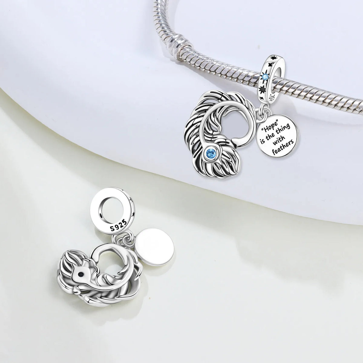 925 Sterling Silver Two-tone Symmetrical Angel Wing Pendant Necklace for Women Lucky Symbol Original Jewelry Party Couple Gift