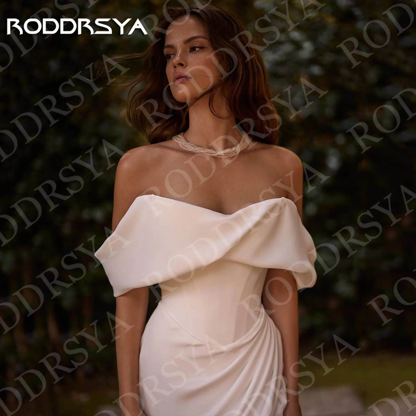 RODDRSYA Off Shoulder Ivory Wedding Dress vestido de noiva High Slit Mermaid Elegant Simple Bridal Dress Civil Woman Customized