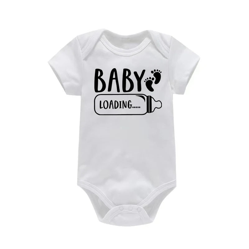 Baby Bottle Print Onesies Funny Casual Home Black Newborn Girl Boy Clothes Short Sleeve Round Neck Summer Infant Outfits