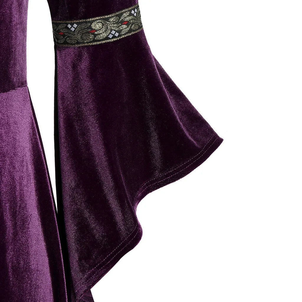 Halloween Women Dress Costumes For Women Long Sleeve Medieval Cosplay Vintage Vampire Witch Victorian Gothi Bandage Dress