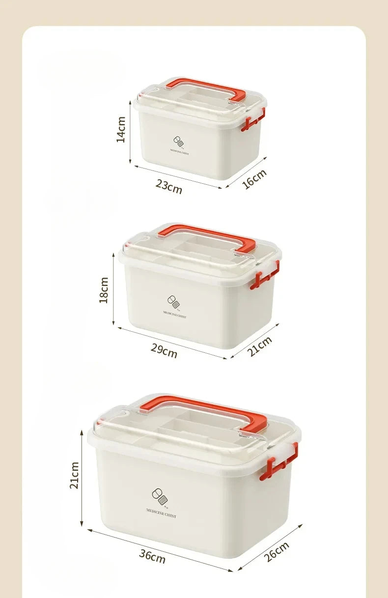 Large Capacity Medicine Box Portable Home First Aid Medical Kit Family Emergency Medicine Box with Multi-layer Drug Storage Case