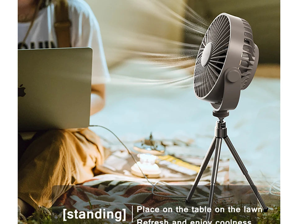 Remote Control Floor Table Air Cooler Mini Portable Wireless Ceiling Fan 360° Rotation 3-speed Wind For Camping Home Night Light