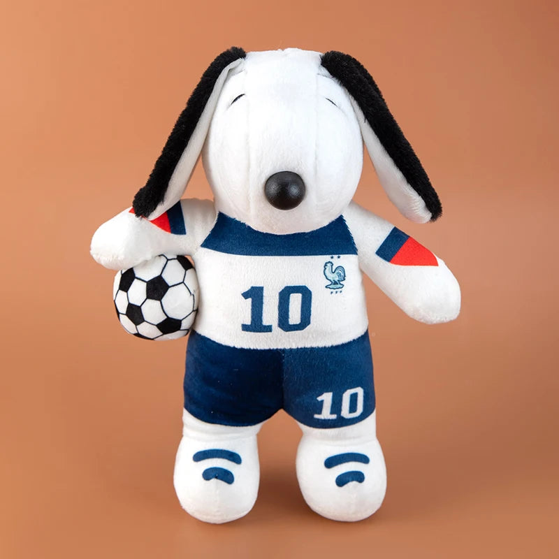New Peanuts Snoopy Soccer cute Plush Toy Pendant Key Chain Team Jersey Stuffed Doll with Football for Kids Fans Birthday Gift