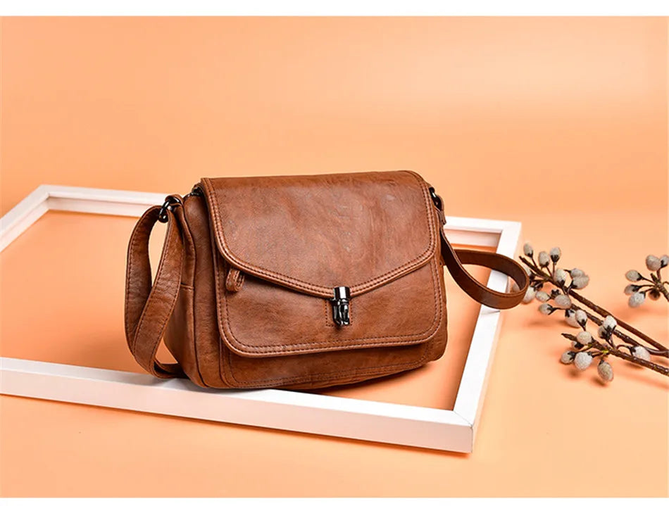 Vintage Soft Leather Women's Crossbody Bag Luxury Designer Handbag Small 2024 Sac a Femme Femmels' Shoulder Bags