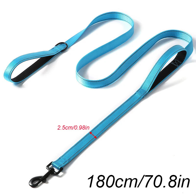 Dog Leashes Outdoor Travel Dog Training Chain Heavy Duty Double Handle Lead for Control Safety Nylon Dog Leash Training Control