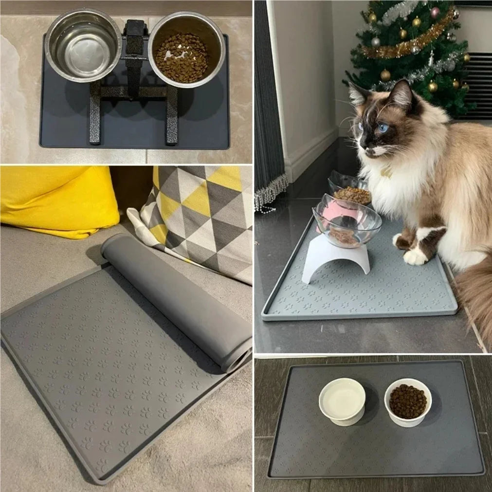 Pet Placemat Cat Dog Drinking Feeding Placemat Feeder Mats Cat Feed Mat Dog Food bowl Mat Silicone Waterproof Pet Bowl Pad 2025