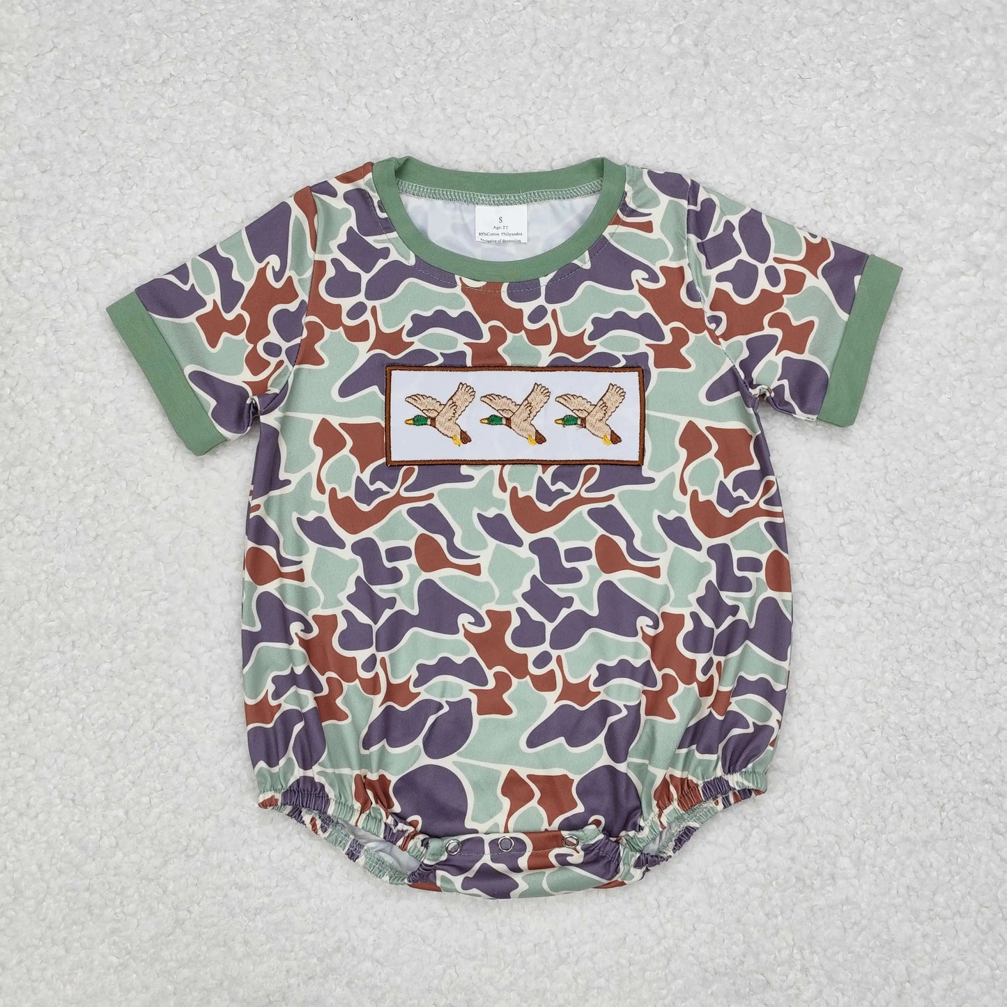 Duck Embroidery Blue Color Baby Summer Romper Wholesale RTS Kids Boutique Infant Factory Price Toddlers High Quality Baby Romper