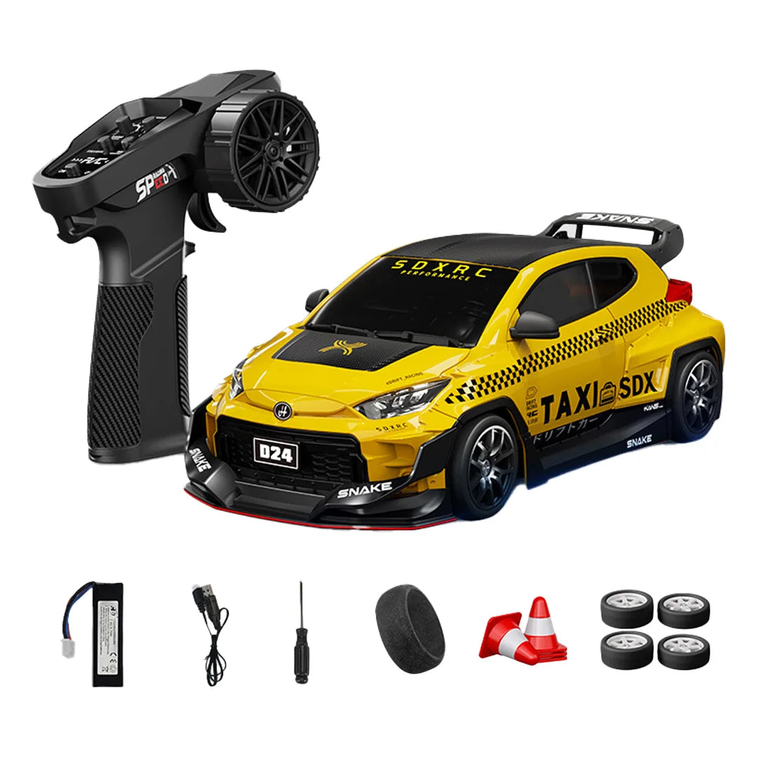 D24 1:24 RC Drift Car 4WD Proportional High Speed Racing Vehicle with ESP Gyro Underglow LED Dual Tires Remote Control Sport Car