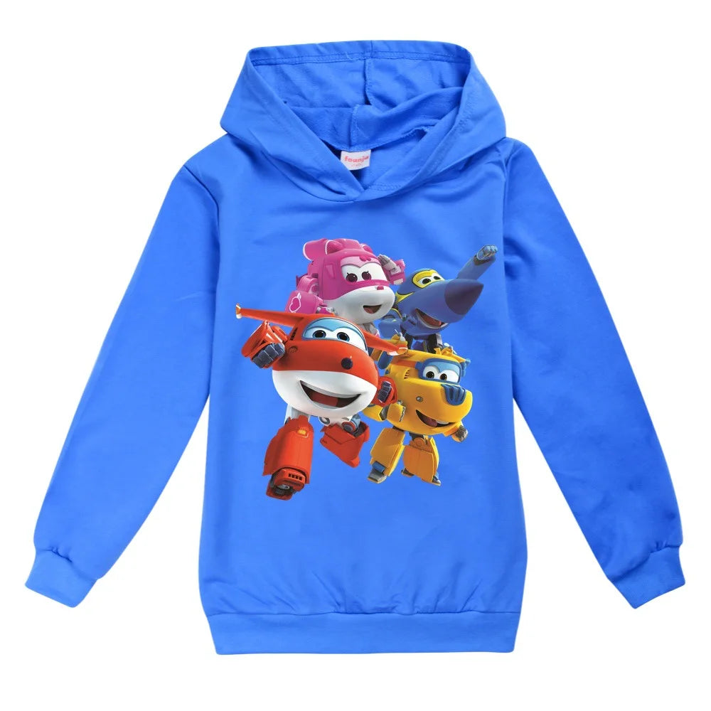 2-16Years Autumn Costumes Super Wings Hoodie Kids Clothes Boys Sweatshirts Cartoon Tops Toddler Girls Outfits Baby Boy Coats