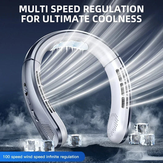 8000mAh Air Cooler USB Hanging Neck Fan Portable Bladeless Mini Rechargeable Mute LED Digital Display Electric Fans 2025 New