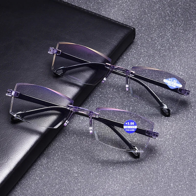 New frameless edge cutting blue light presbyopia glasses with intelligent zoom high-definition presbyopia glasses for