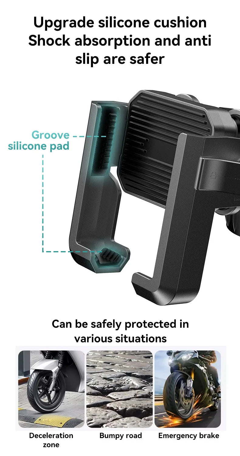 New Motorcycle Phone Mount with Vibration Dampener - 30s Tool-Free Install & Quick Lock, Universal for Bike/MTB, Fit 4-7" Phones