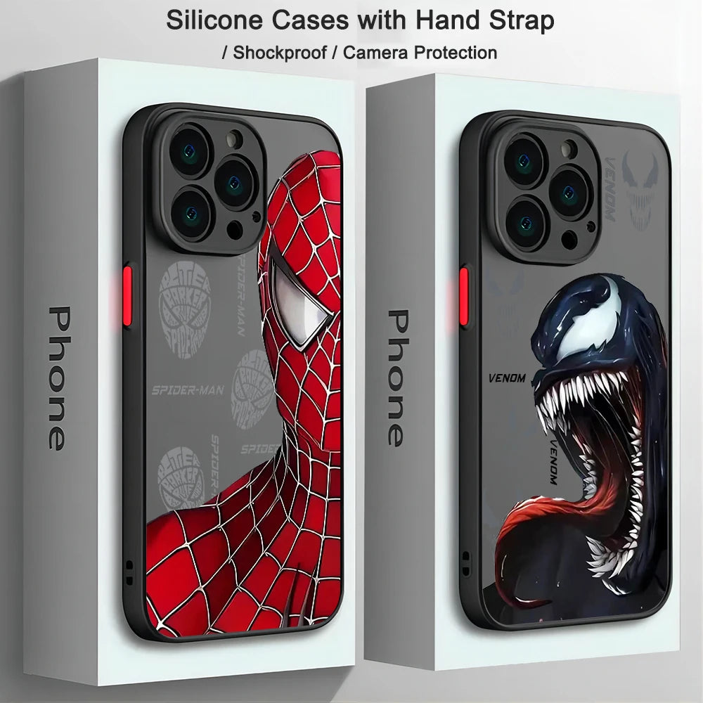 Cool Spiders Mans Venoms Phone Case For iPhone 17e 17 16e 16 15 14 13 12 11 Mini Pro Air  Max X XR XSMax Plus Matte Clear Cover