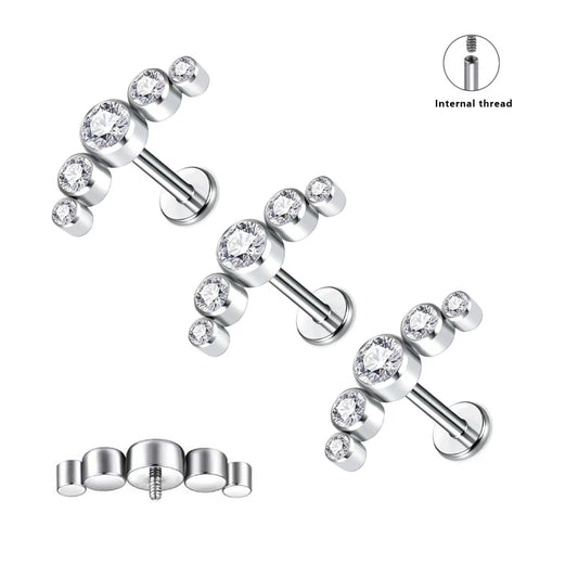 10 Pcs Titanium Earrings Tragus Cartilage CZ Helix Conch Nose Rings Flat Back Piercing Body Jewelry for Women and Men