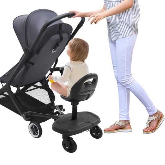 Baby Stroller Pedal Board Toddler Footboard , Child Pedal Attachment to Universal Strollers with Seat For Infants 2-6 years