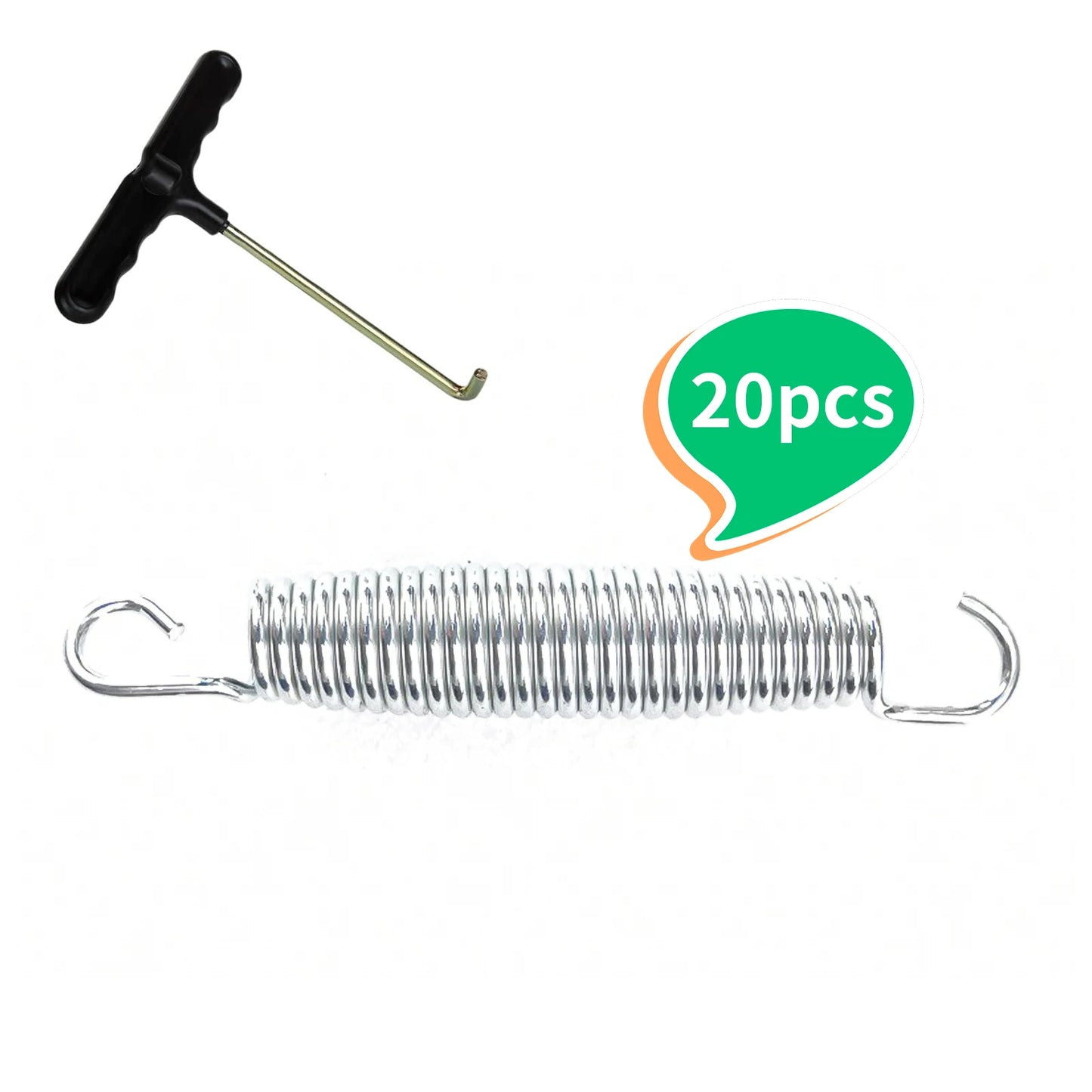 Trampoline Spring Heavy duty Galvanized Spring Anti oxidation and Anti rust 20 pieces+T-shaped Hook