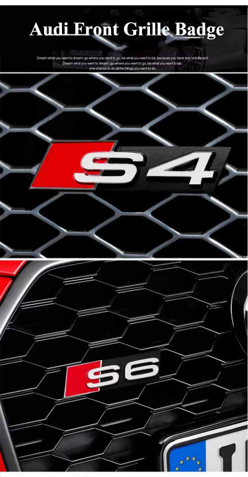 3d ABS Chrome Black Logo S3 S4 S5 S6 S7 S8 Emblem Honeycomb Car Front Grille Bdage For Audi S 3 4 5 6 7 8 Accessories