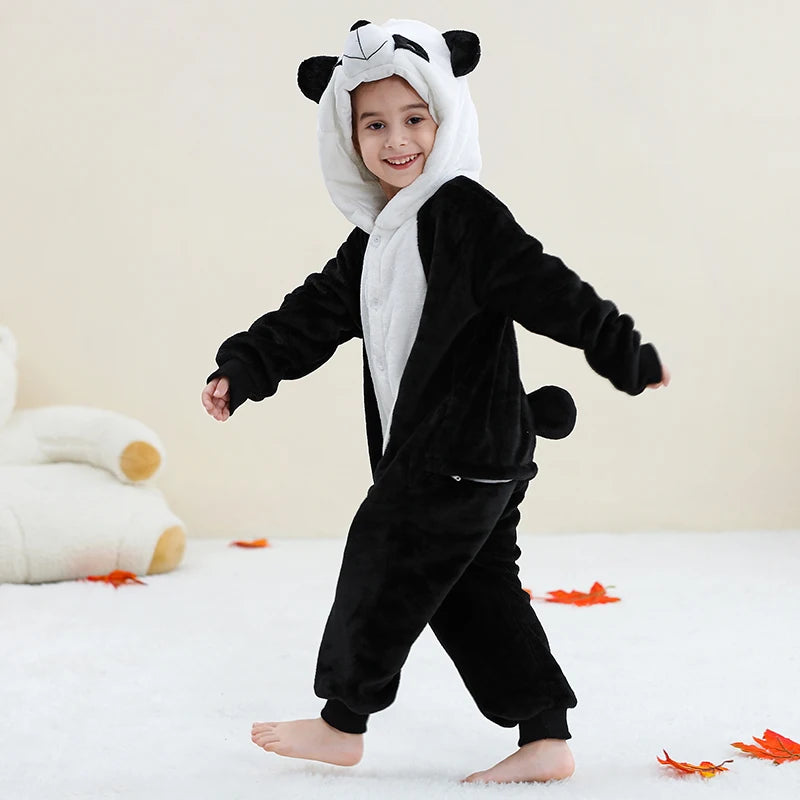 MICHLEY Christmas Capybara Flannel Blanket Sleepers Onesie Hooded Children Costume Clothes Jumpsuit Sleepwear For Boys Girls