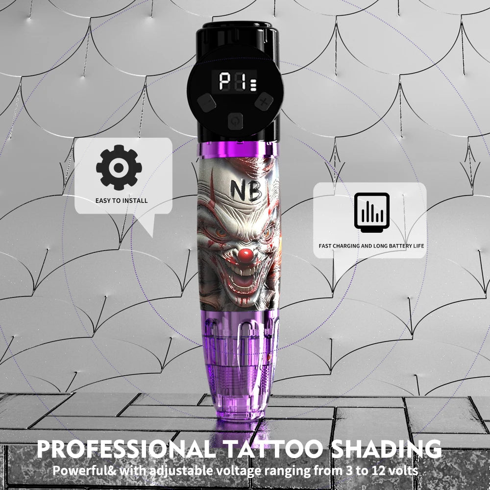 Goldplume Tattoo Kit Purple Tattoo Pen Set Permanent Makeup Tattoo Machine Set Wireless Tattoo Power Supply Set