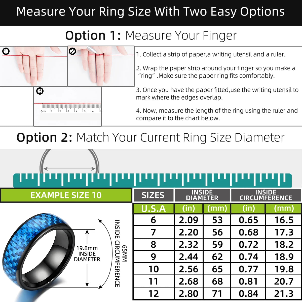 Inlay Blue or Black Carbon fiber for Men Women 7mm Ceramic Finger Ring,Gen2 Rewritable 13.56mHz  UID 1K S50 Smart Jewerly Ring